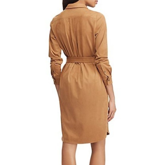 Soft Weighty Faux Suede Equestrian Button Down Dress - Picture 5 of 16